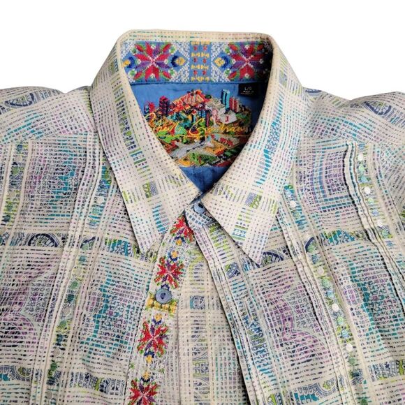 Robert Graham Pastel Paisley Blue Contrast Cotton Knowledge Wisdom Truth Shirt - Picture 4 of 8